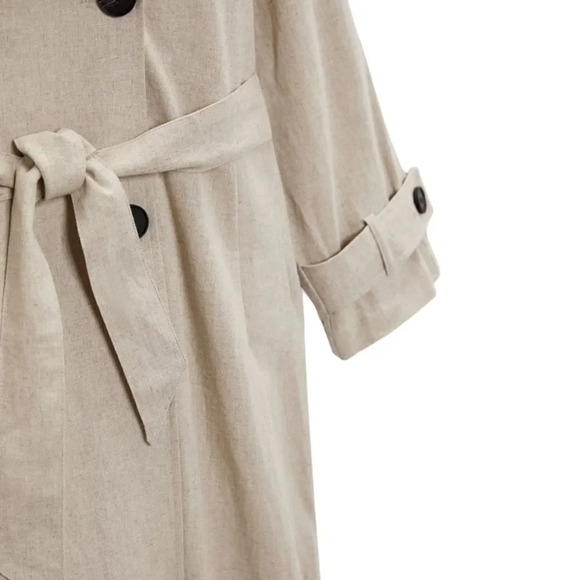 ZARA | Light Beige | LINEN BLEND BELTED TRENCH - Picture 4 of 11